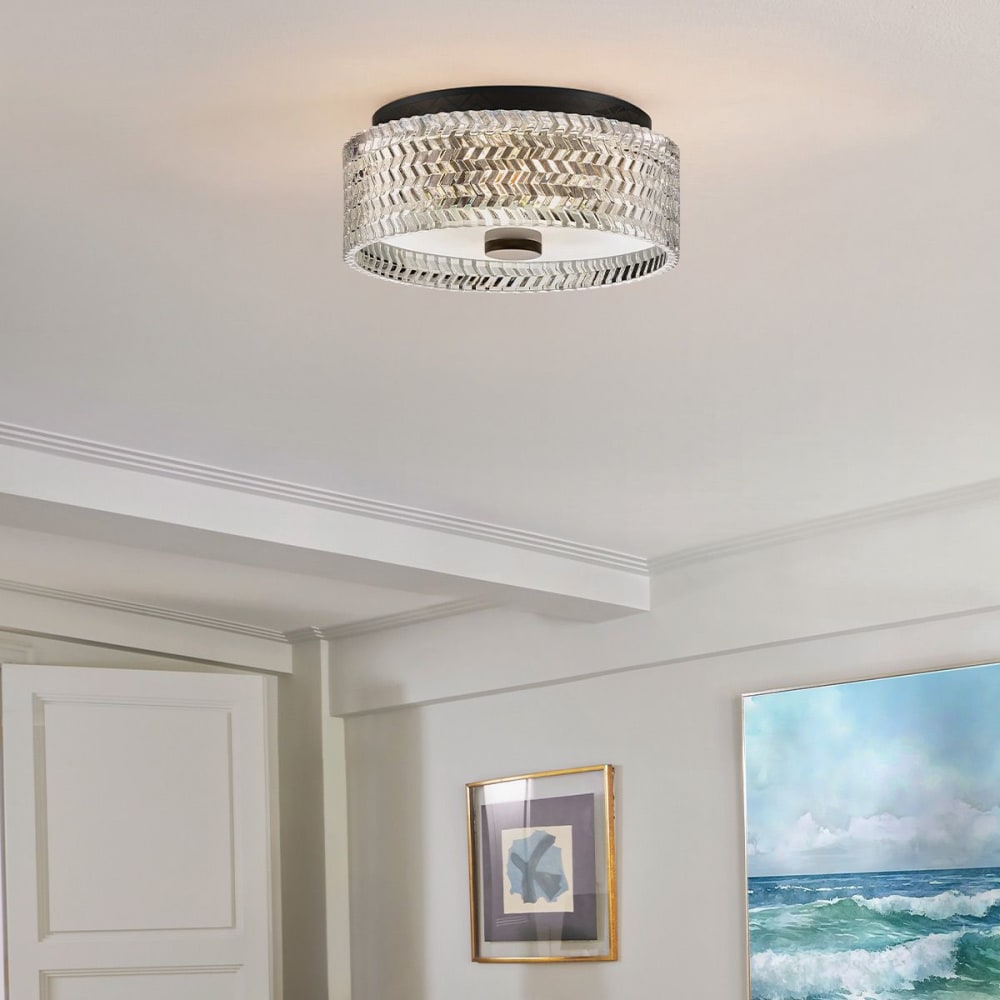 Plafonnier Acier, Verre Noir — vue 3