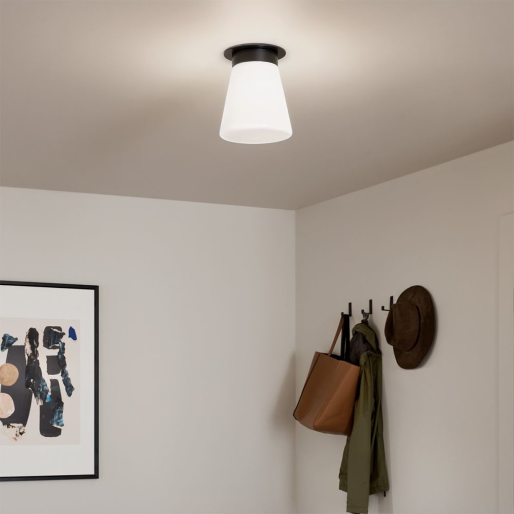 Plafonnier affleurant Acier, Verre Opalin Brillant Noir — vue 4