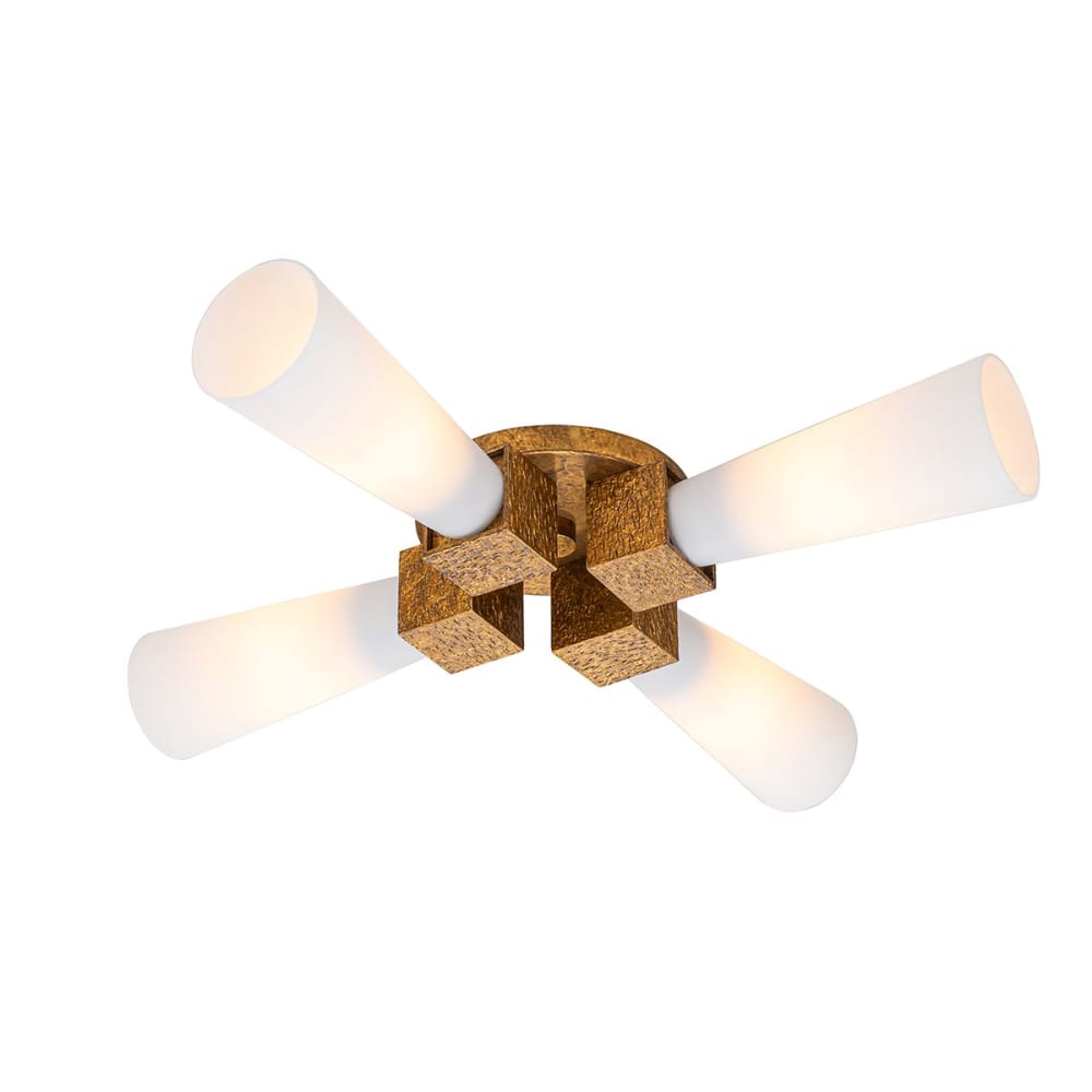 Plafonnier Acier, Résine, Verre Opalin	Or délavé