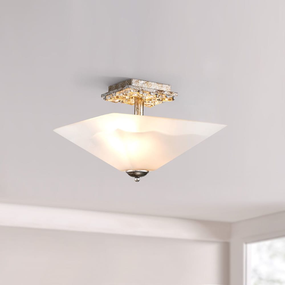 Semi-Plafonnier Acier, Résine, Verre Argent Délavé — vue 3