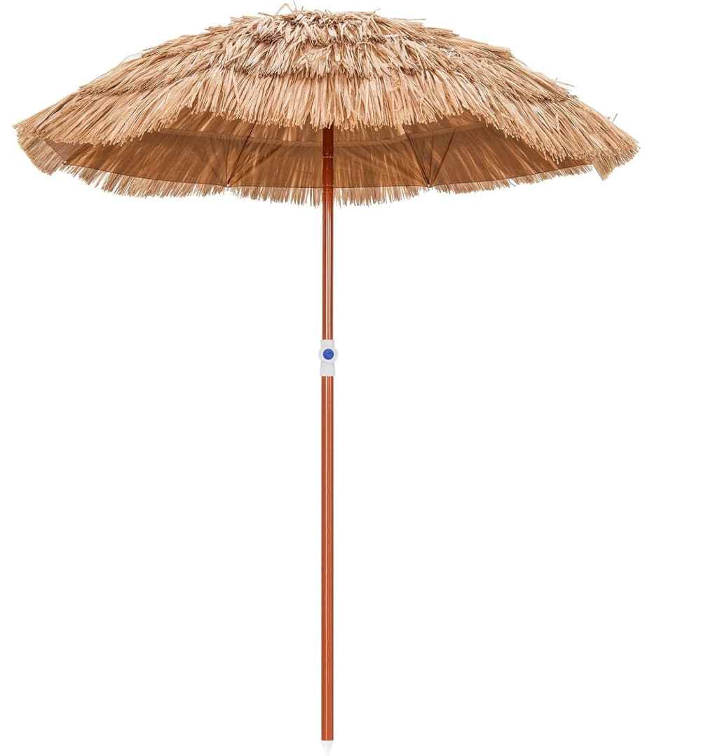 Parasol de jardin en paille PP diam 155 cm sans pied