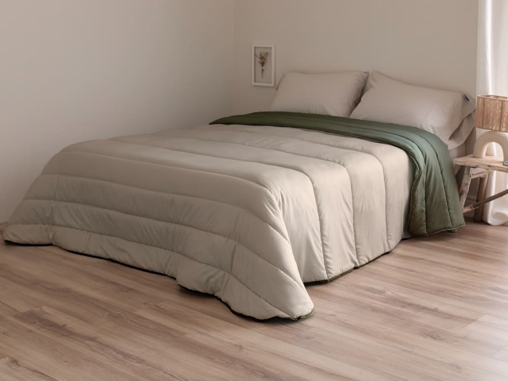 Steppdecke aus 100 % Mikrofaser 180x260 cm Olivgrün - Maisons Du