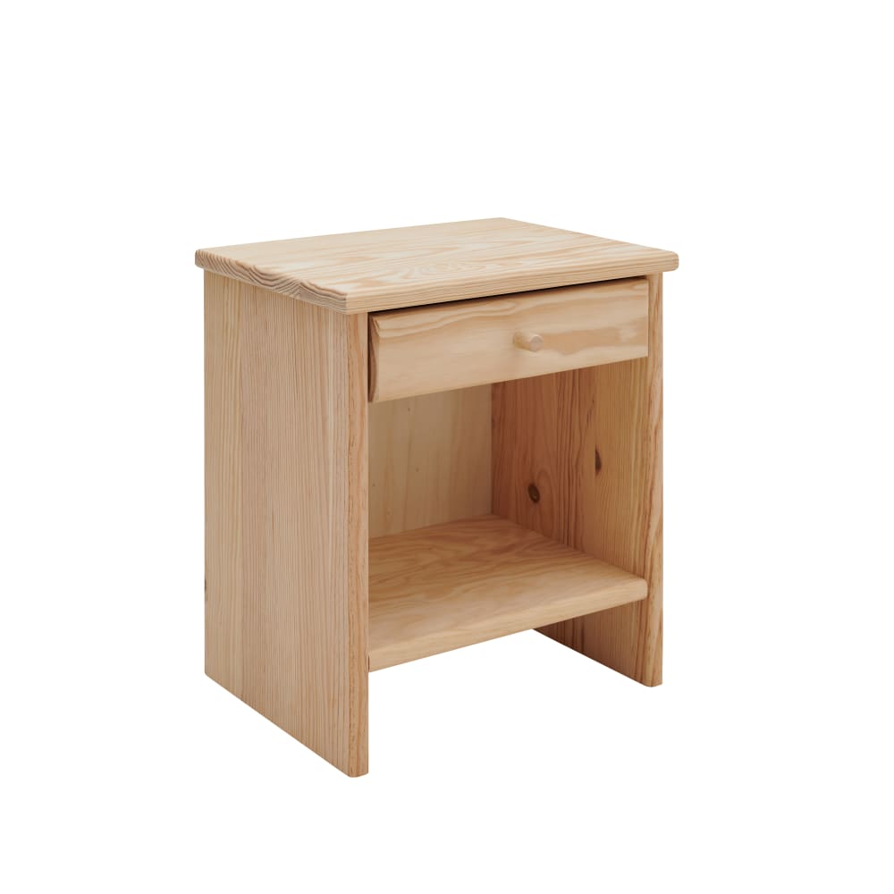 Table de chevet 1 tiroir en bois massif brut et poignées bois
