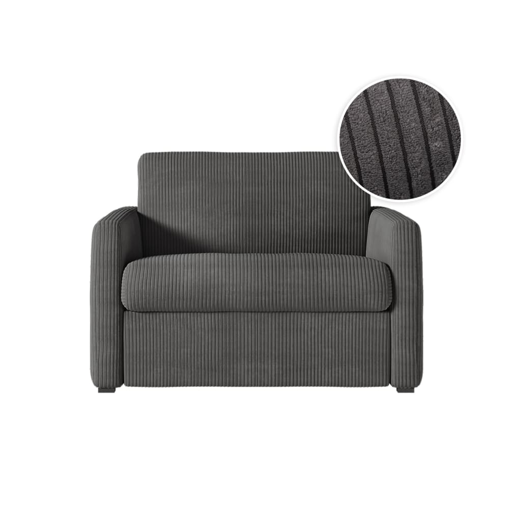 Fauteuil convertible couchage 70x190cm velours gris foncé matelas 13cm