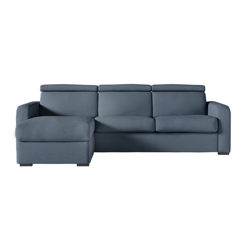 Canapé d'angle convertible couchage 140x190cm en tissu bleu foncé