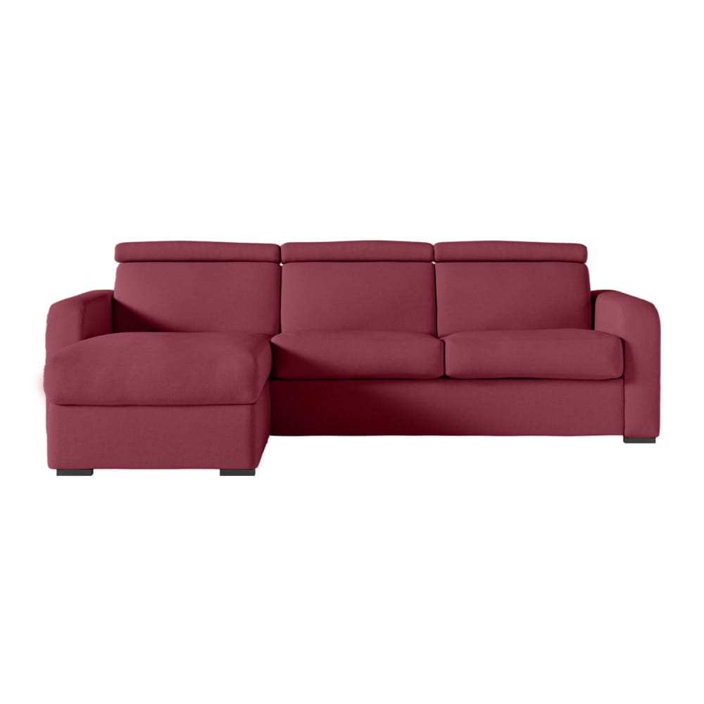 Canapé d'angle convertible couchage 140x190cm en tissu bordeaux