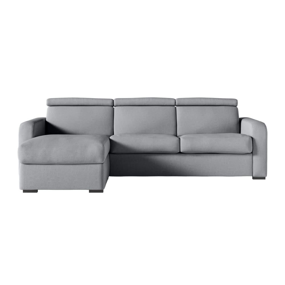 Canapé d'angle convertible couchage 140x190cm en tissu gris clair