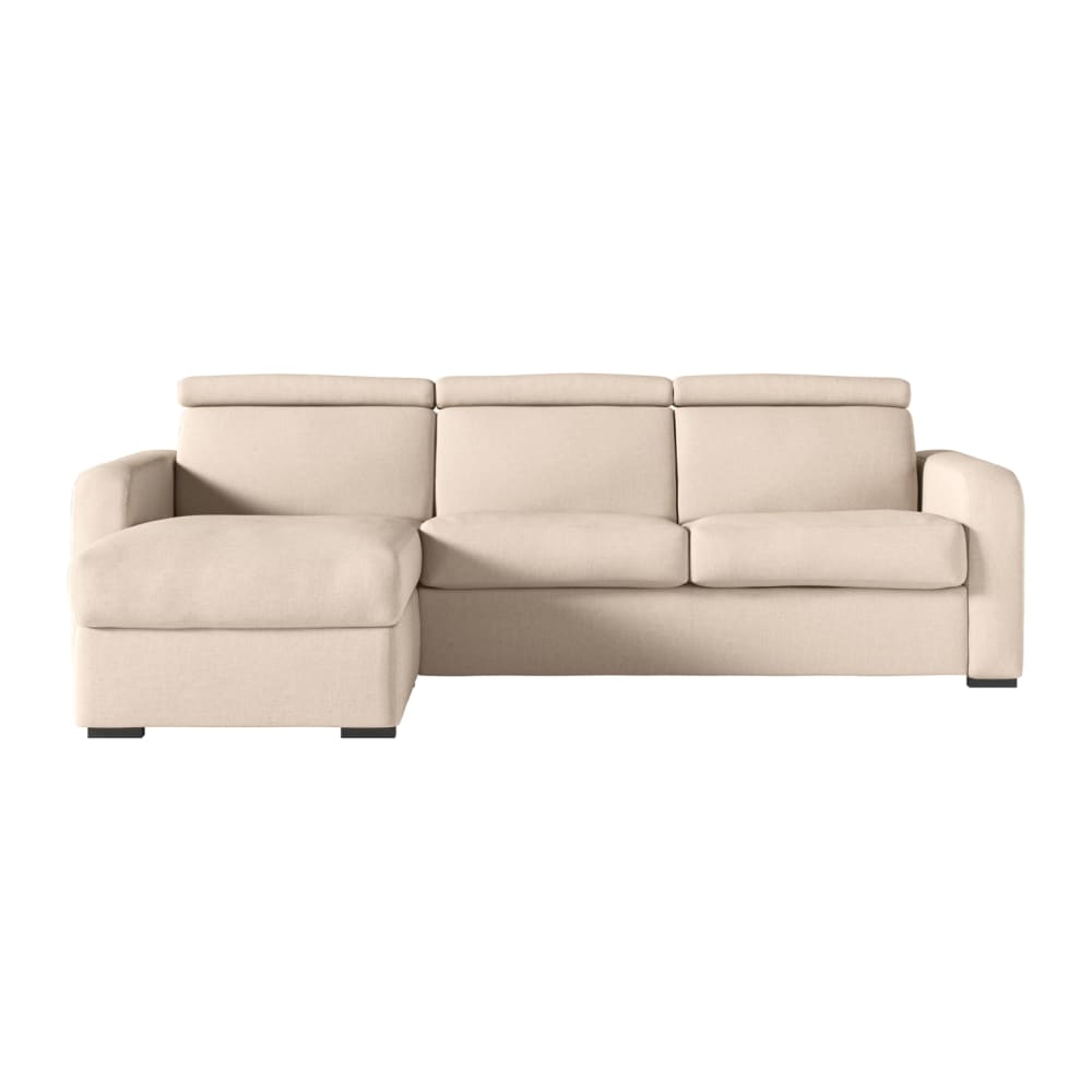 Canapé d'angle convertible couchage 140x190cm en tissu beige