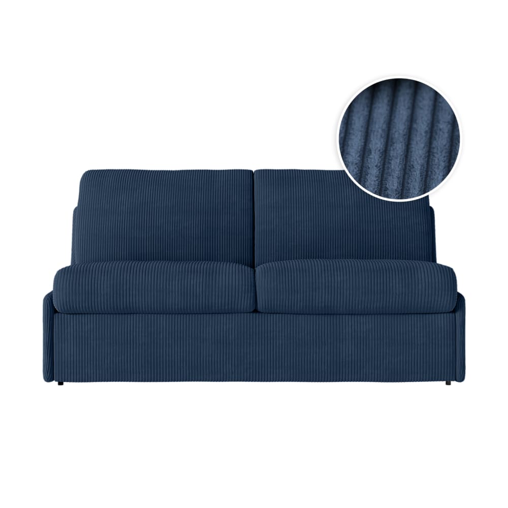 Canapé convertible couchage 160x190cm velours bleu foncé matelas 13cm