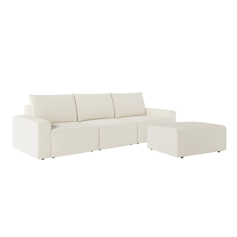 Pack canapé droit beige pouf