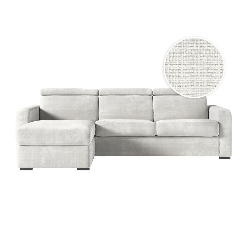 Canapé d'angle convertible couchage 140x190cm en tissu chenille beige