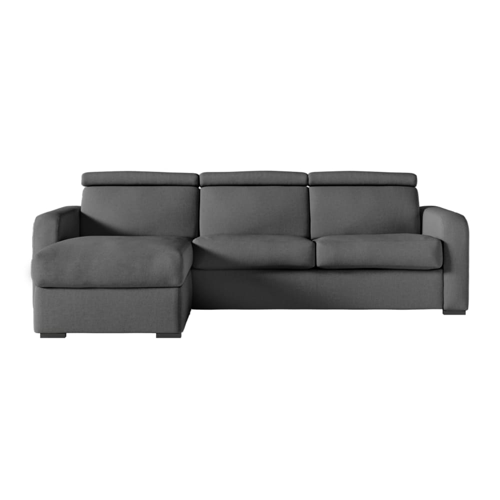 Canapé d'angle convertible couchage 140x190cm en tissu gris foncé