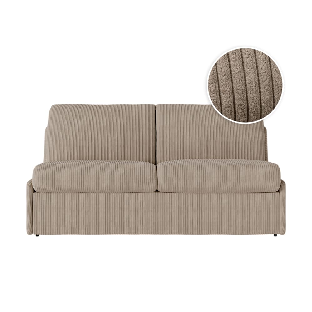 Canapé convertible couchage 160x190cm velours taupe matelas 13cm