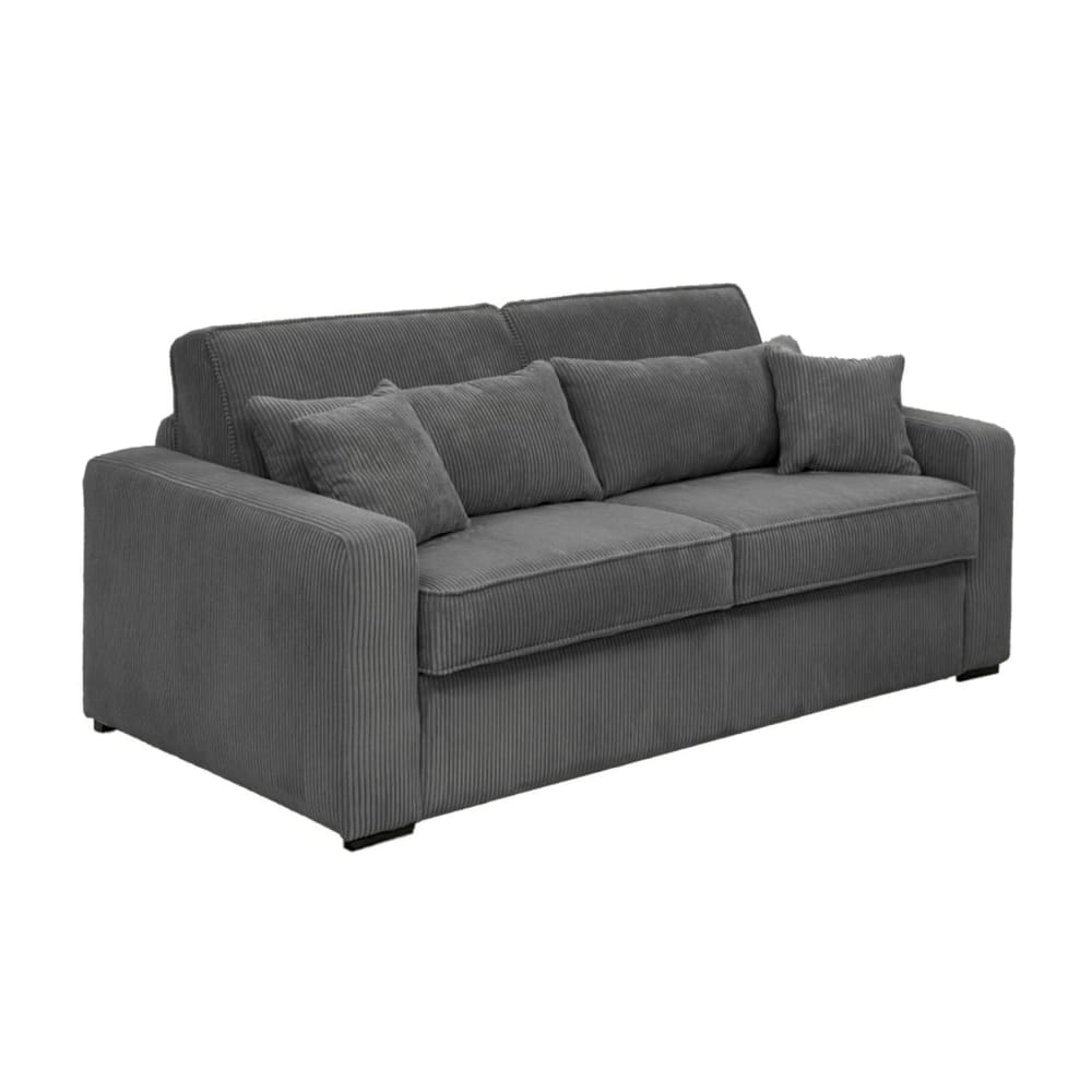 Canapé convertible express 3 places en velours côtelé gris foncé