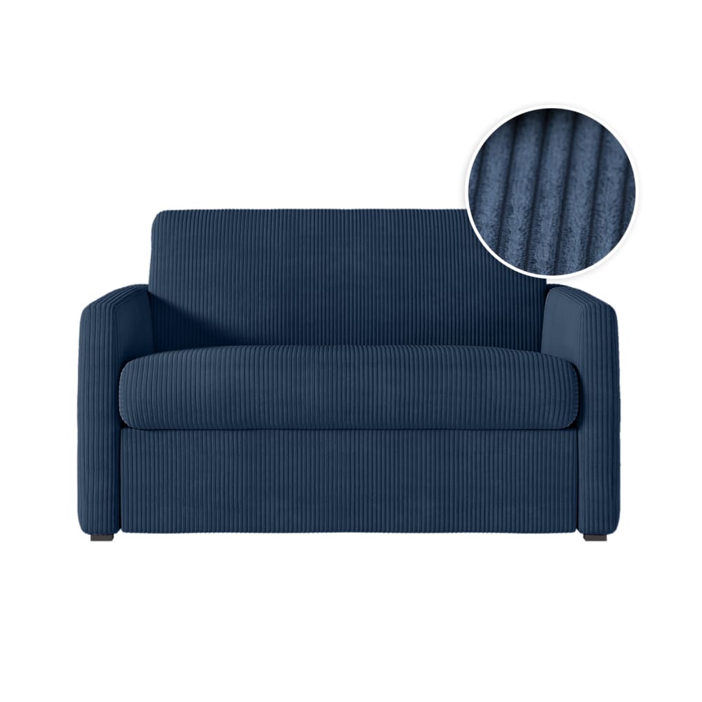 Fauteuil convertible couchage 100x190cm velours bleu matelas 13cm