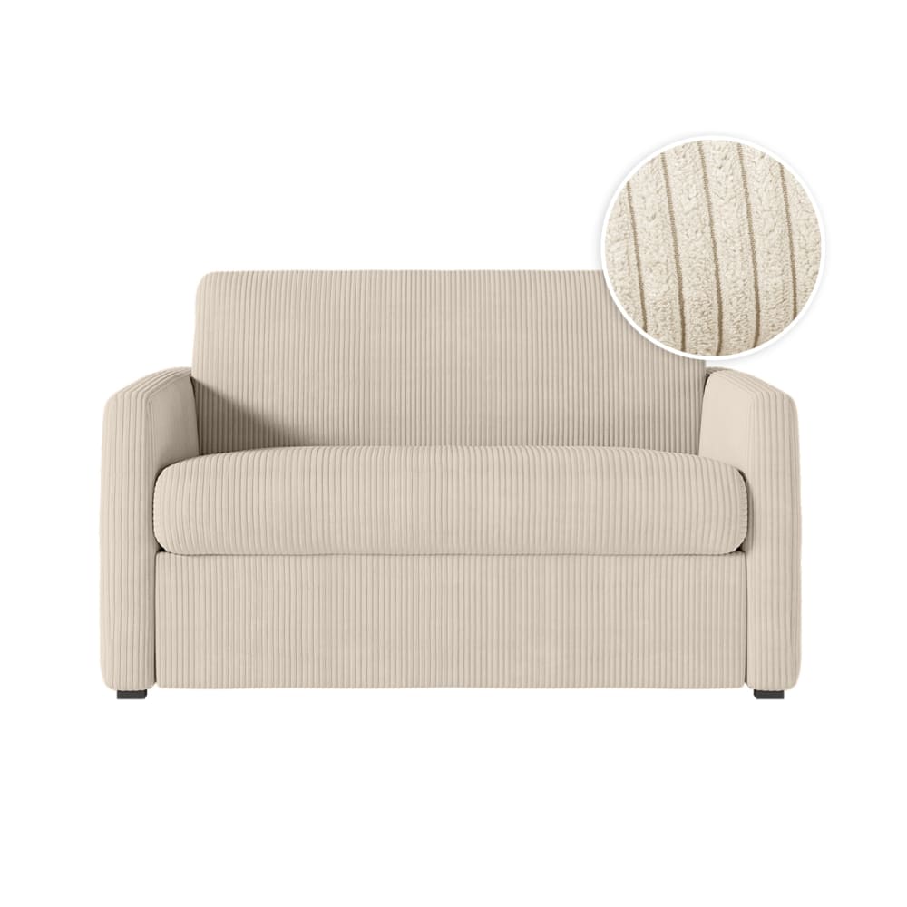 Fauteuil convertible couchage 100x190cm velours beige matelas 13cm