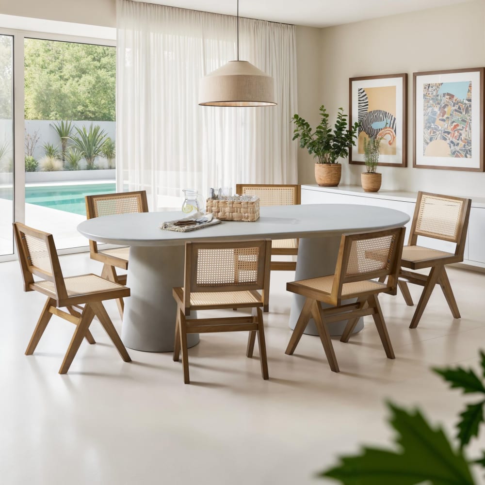 Lot 2 chaises en bois avec cannage viennois design boho chêne clair