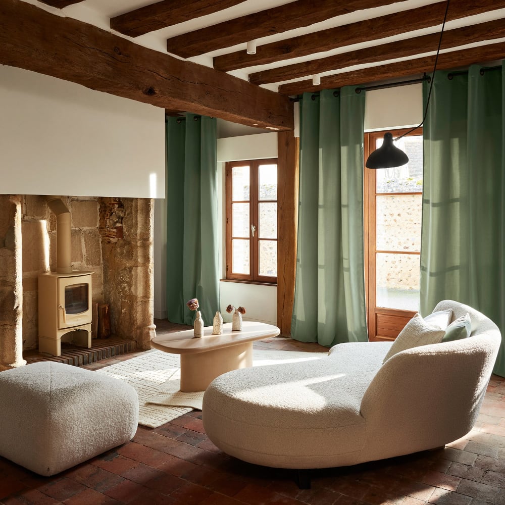 Rideau velours mat au tissage dense vert 135x280 cm