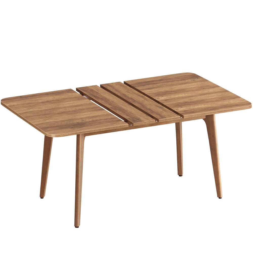 Table de salle à manger plateau extensible design épuré marron miel — Beyit