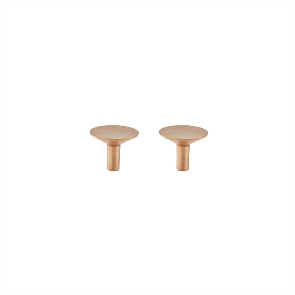 Lot de 2 patères beige en laiton ø4,5xh3,5cm