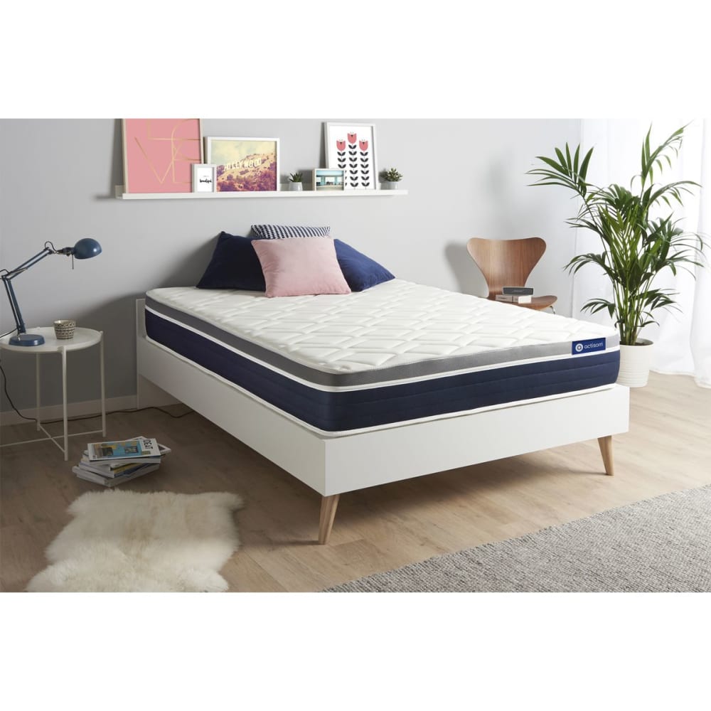 Actisom Matratze aus Memory-Schaum 200 x 200 cm, weiß, Härtegrad : Fest style classic chic - Stoff