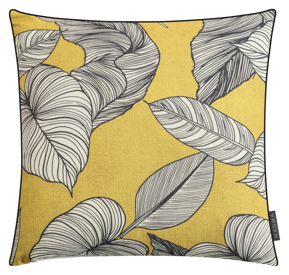 Housse de coussin imprimée jaune blanc 45x45