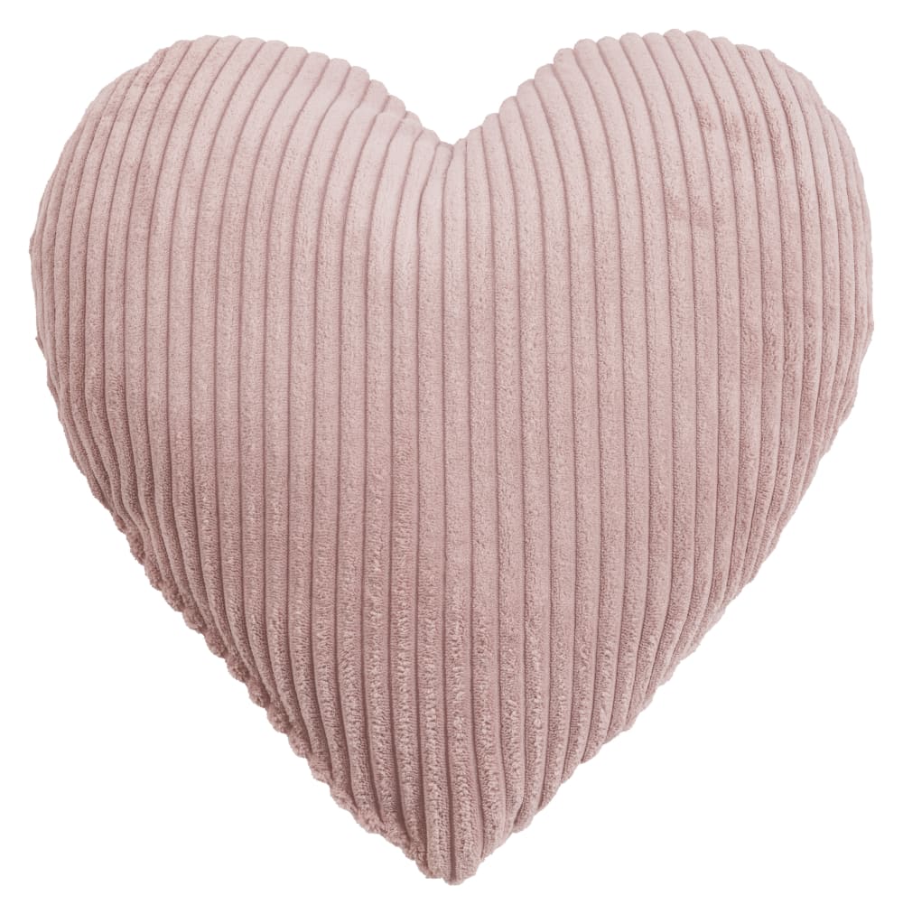 Coussin petit cœur velours cotelé rose env. 43 cm