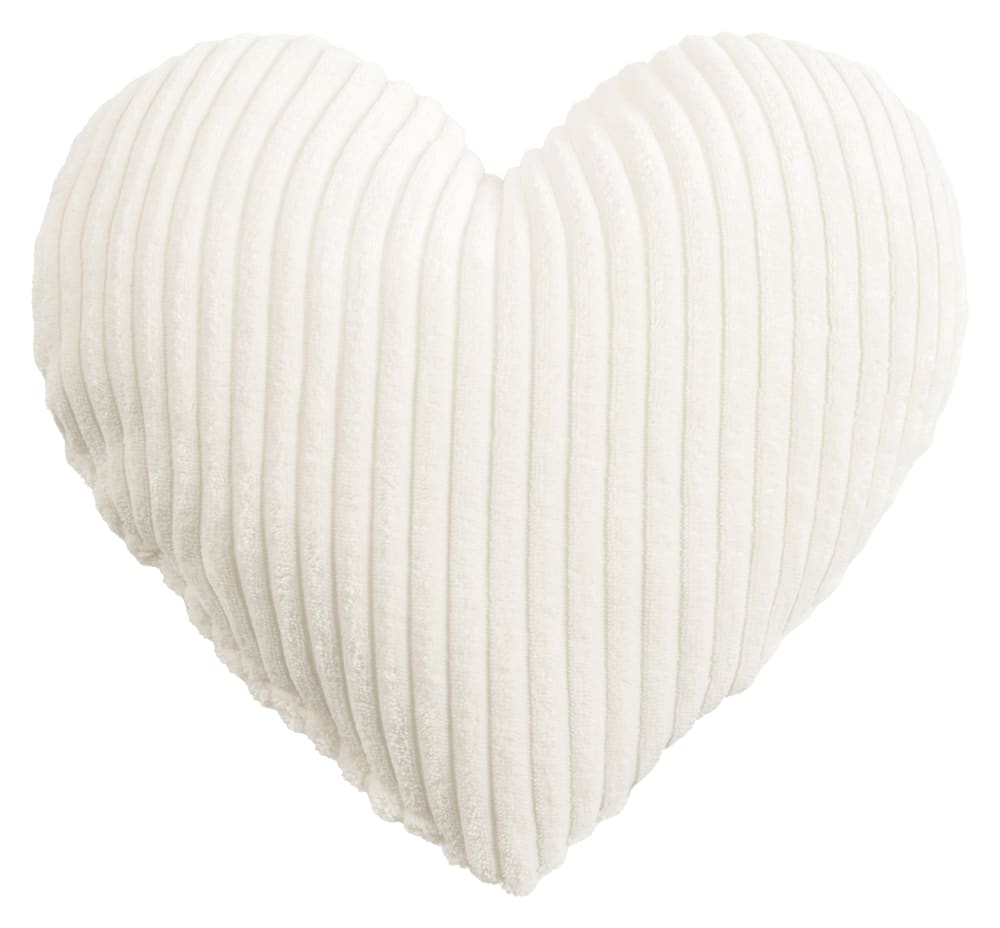 Coussin petit cœur velours cotelé beige env. 32 cm