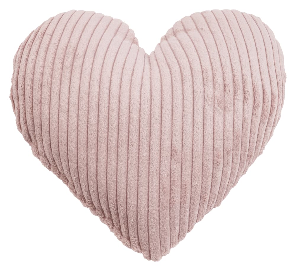 Coussin petit cœur velours cotelé rose env. 32 cm
