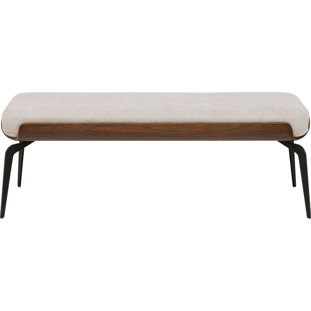 Banc 2 places en polyester tressé beige, hêtre et acier