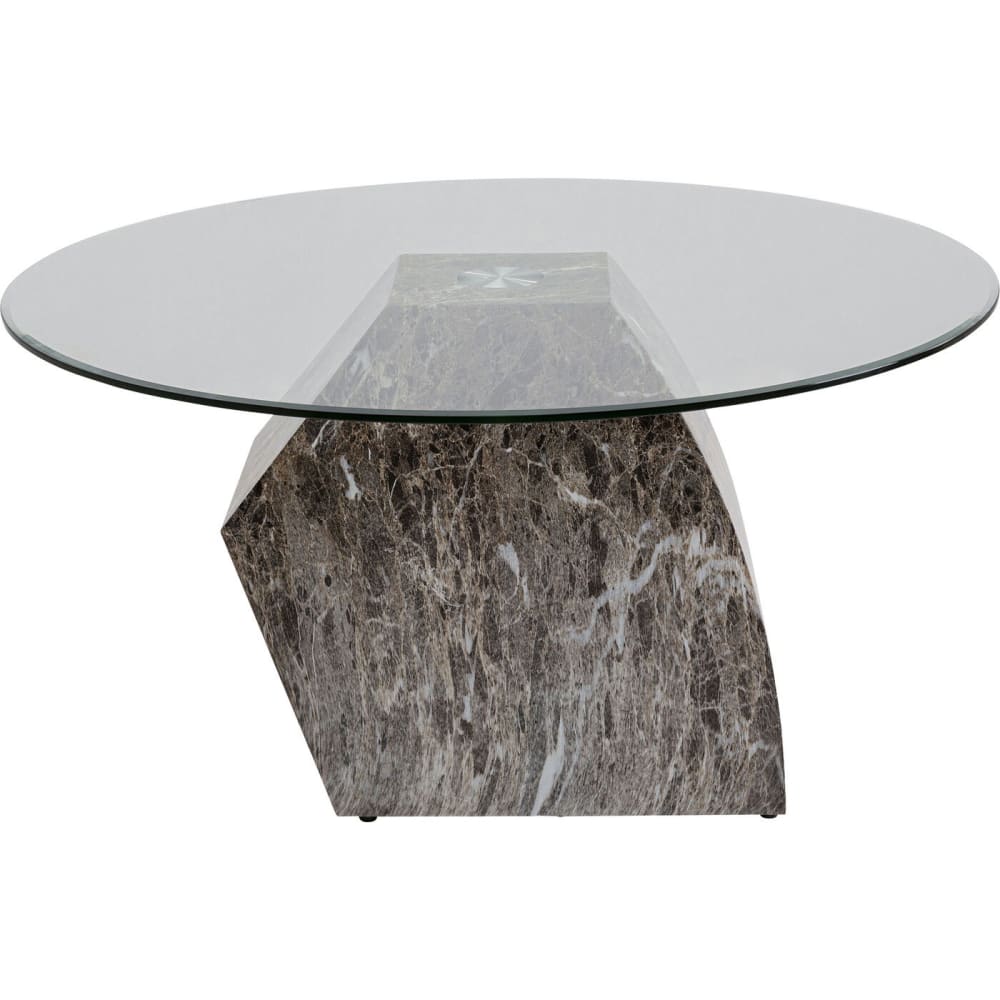 Kare Design Couchtisch aus Glas und Stahl in Stein-Optik, grau, D90cm style modern - Stahl