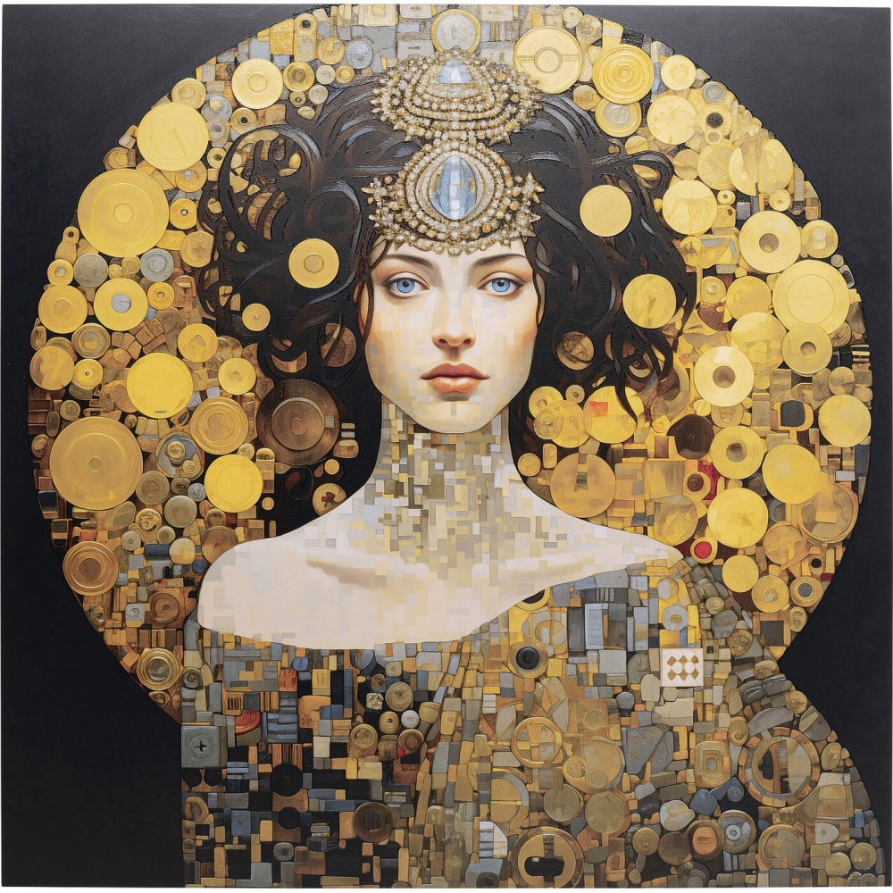 Tableau femme futuriste en verre 120x120