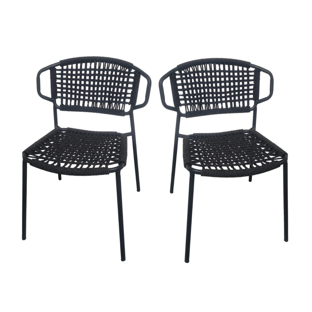 Chaises en métal et corde noir (lot de 2)