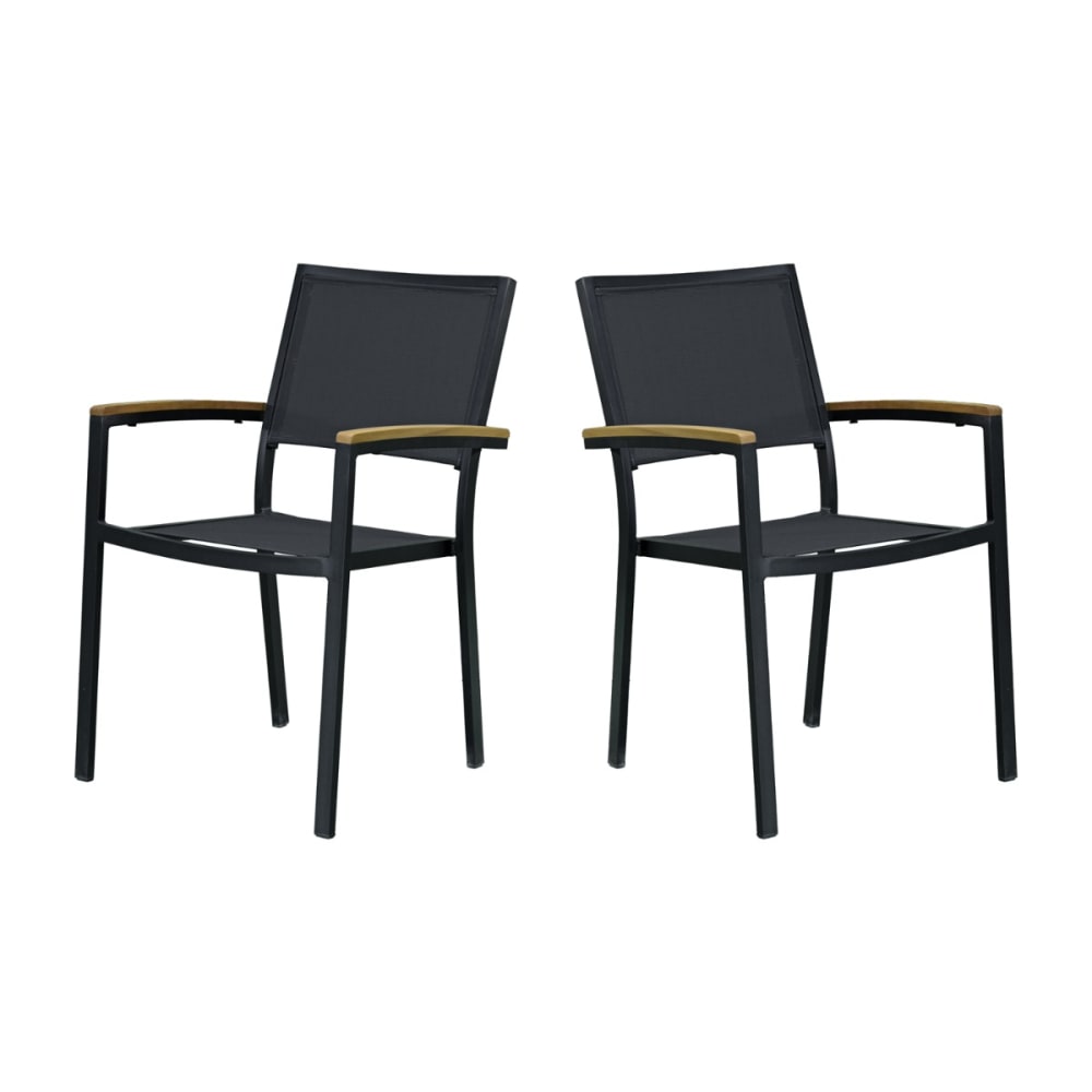 Fauteuils alu et textilène noir (lot de 2)