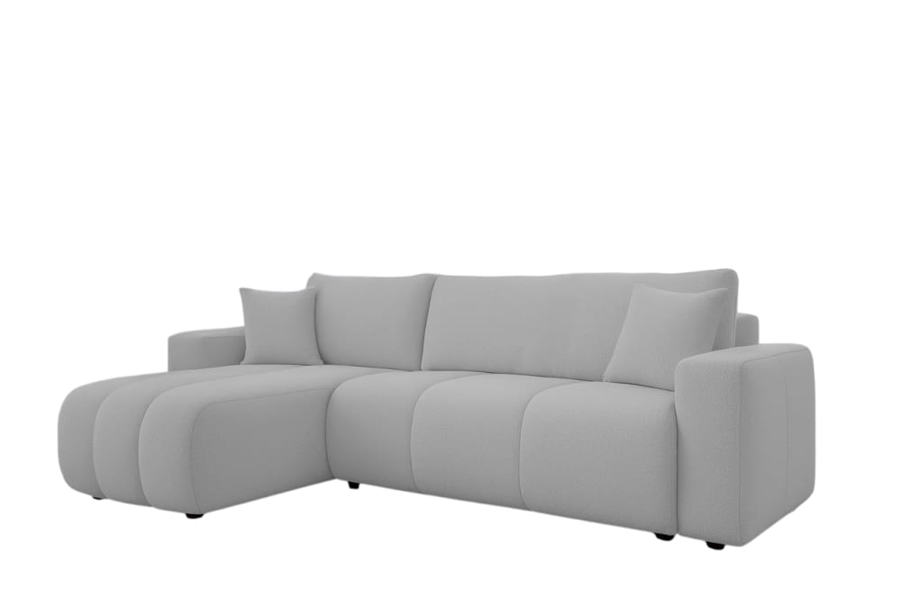 Canapé d'angle convertible 3 places en tissu gris clair hydrophobe