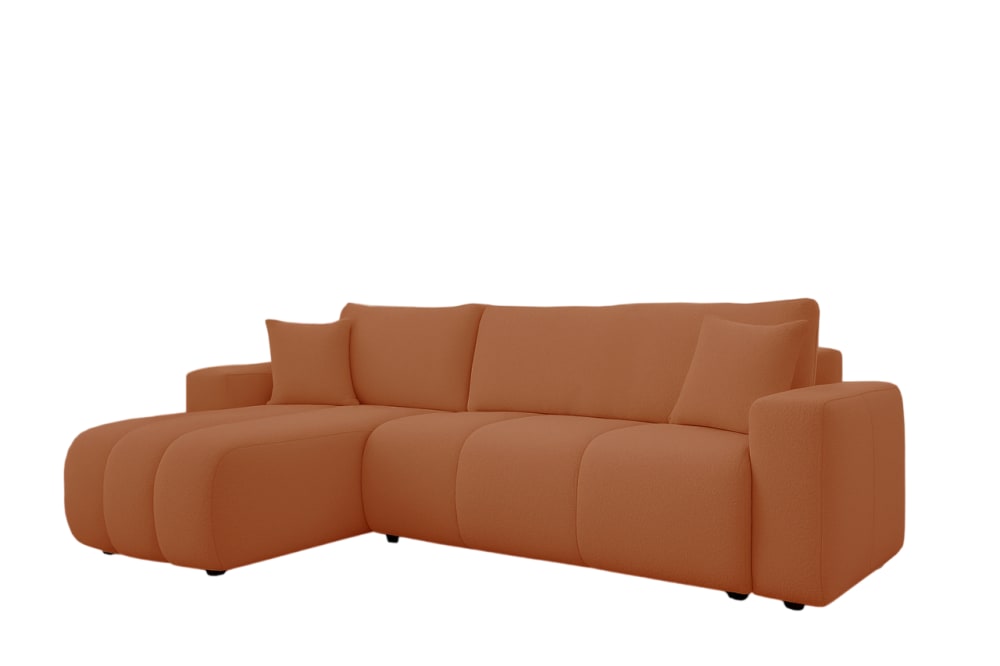 Canapé d'angle convertible 3 places en tissu terracotta hydrophobe