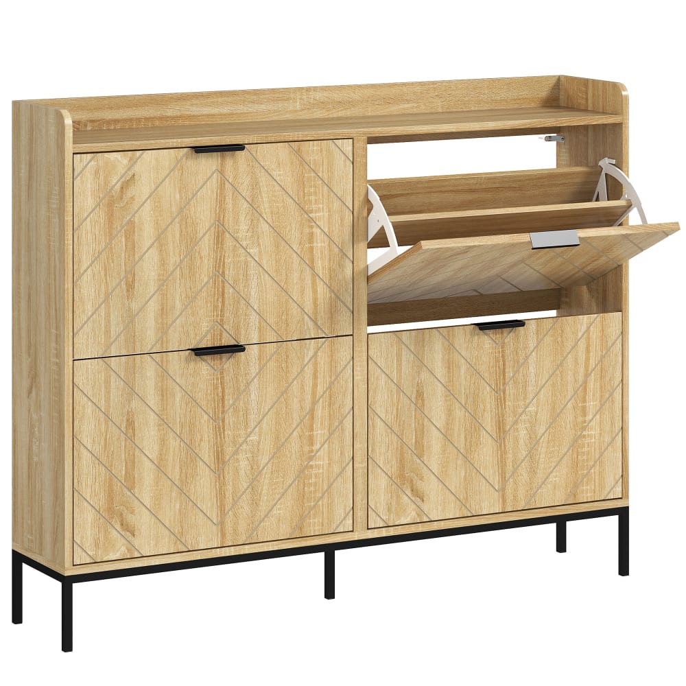 Meuble à chaussures avec 4 tiroirs étagères réglables chêne