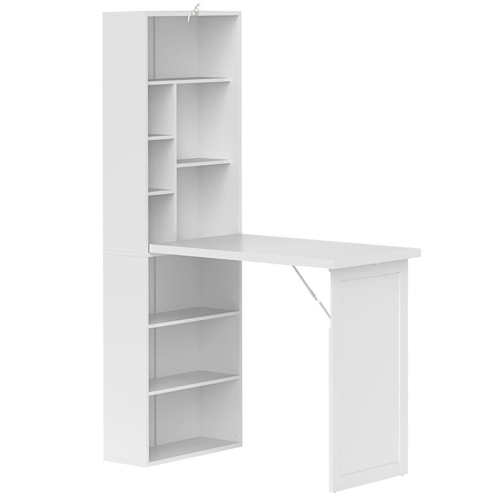 Bureau informatique pliable avec bibliothèque tableau blanc MDF blanc
