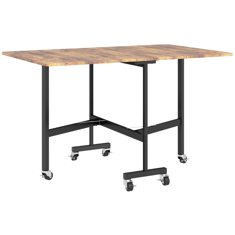 Table pliante cuisine 2 abattants acier brun rustique