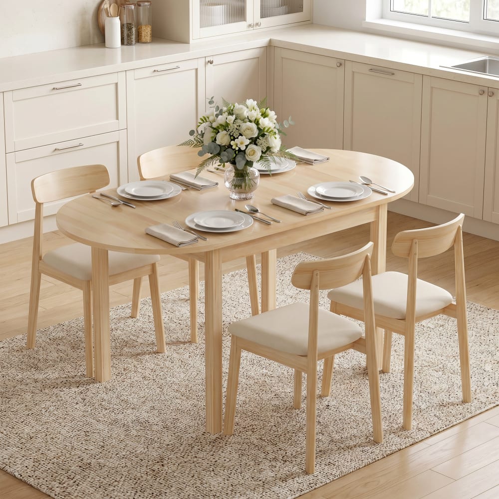 Table de salle à manger pliante extensible bois massif marron