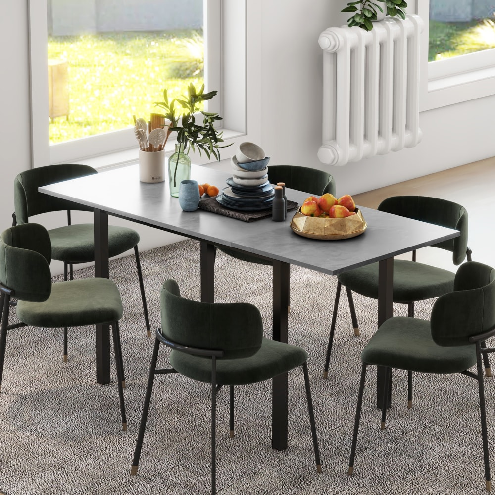 Table à manger extensible 6 personnes acier gris foncé
