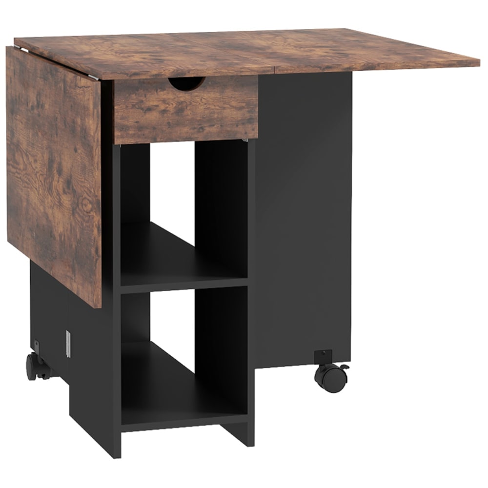 Homcom Ausziehtisch 2-4 Personen, Rustikale Braun-Partikelplatte style modern Braun Spanplatte