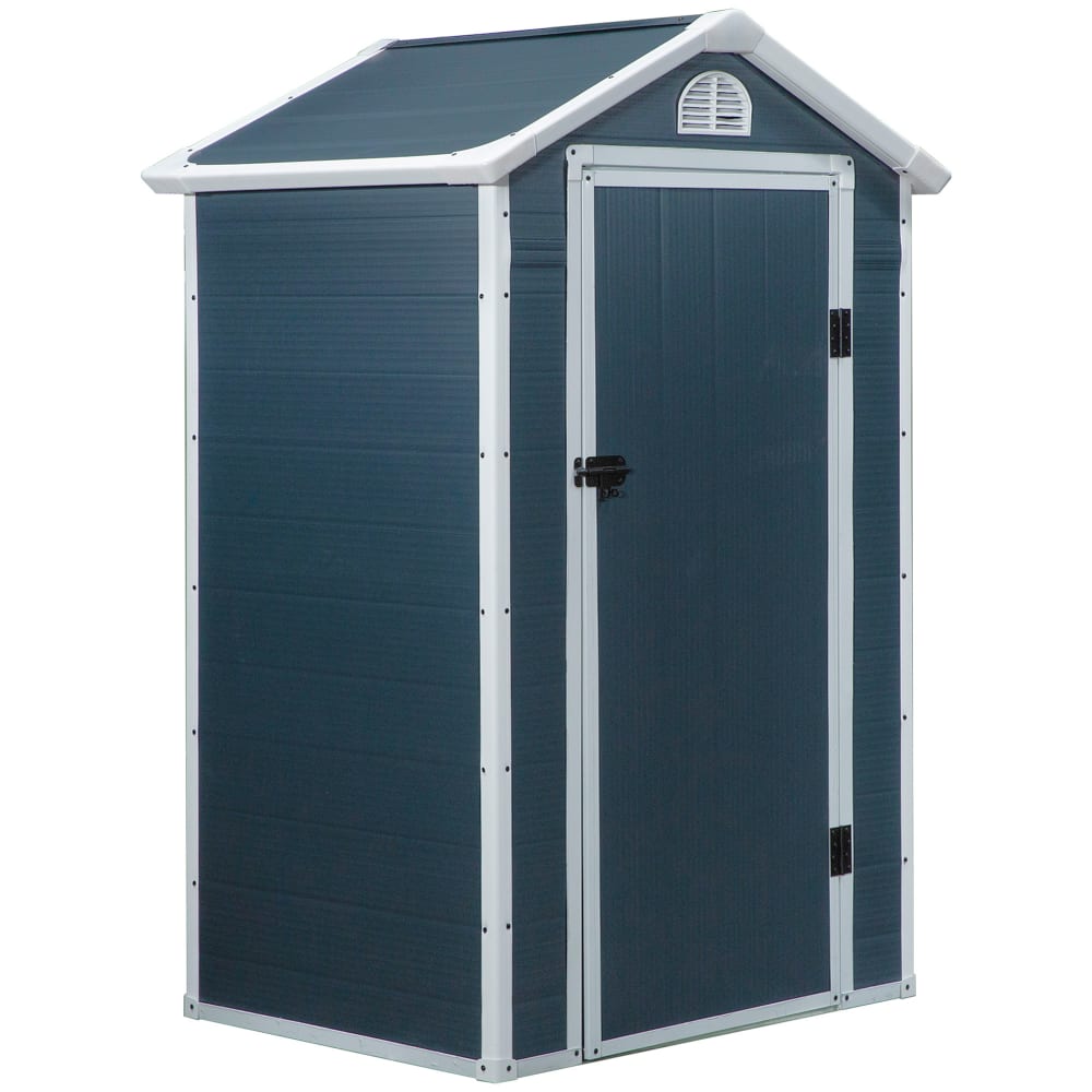 Abri de jardin verrouillable en résine polypropylène gris foncé
