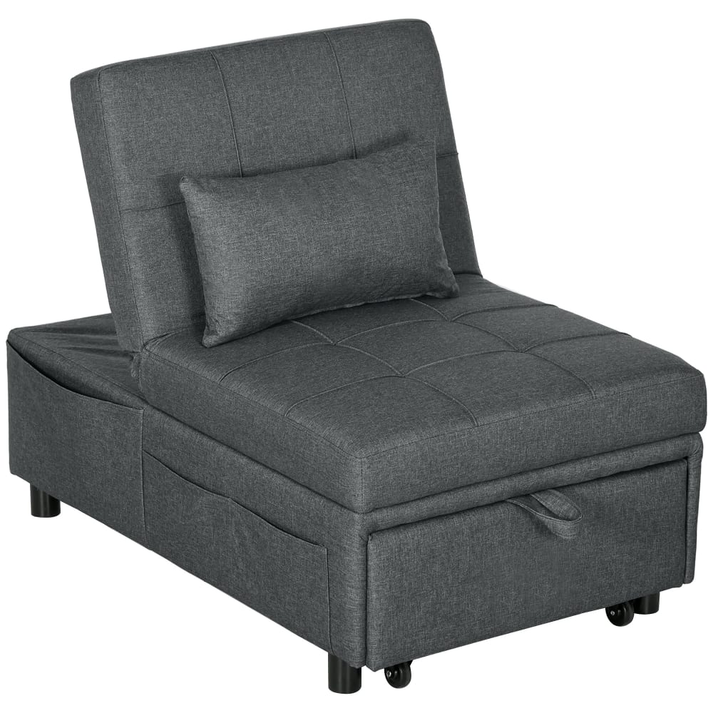 Fauteuil convertible lit d'appoint 4 en 1 tissu gris Fauteuil convertible lit d'appoint 4 en 1 tissu gris