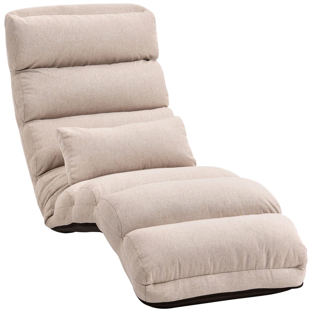 Fauteuil convertible 1 place dossier réglable tissu aspect lin beige