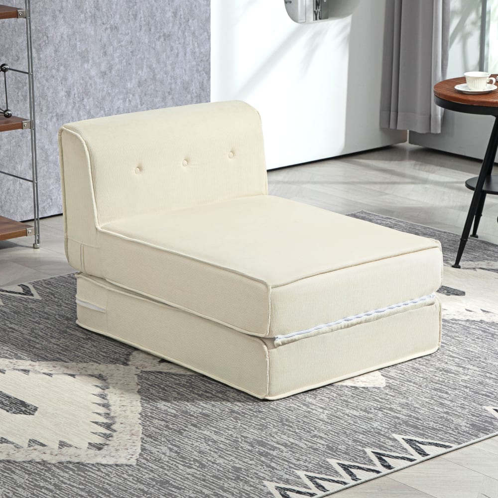 Fauteuil convertible fauteuil lit velours côtelé crème