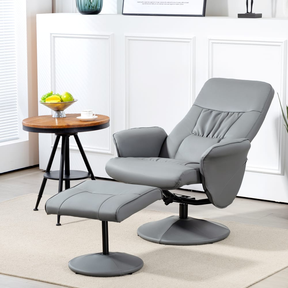 Fauteuil relax inclinable contemporain repose-pied synthétique beige