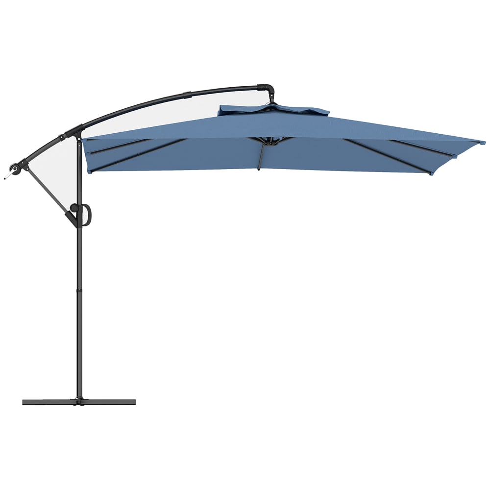 Parasol déporté carré 3x3m polyester bleu clair