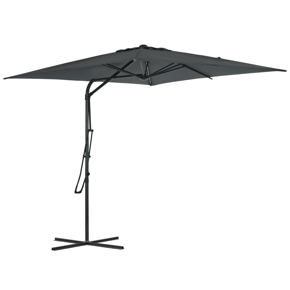 Parasol déporté carré protection UV métal polyester gris foncé