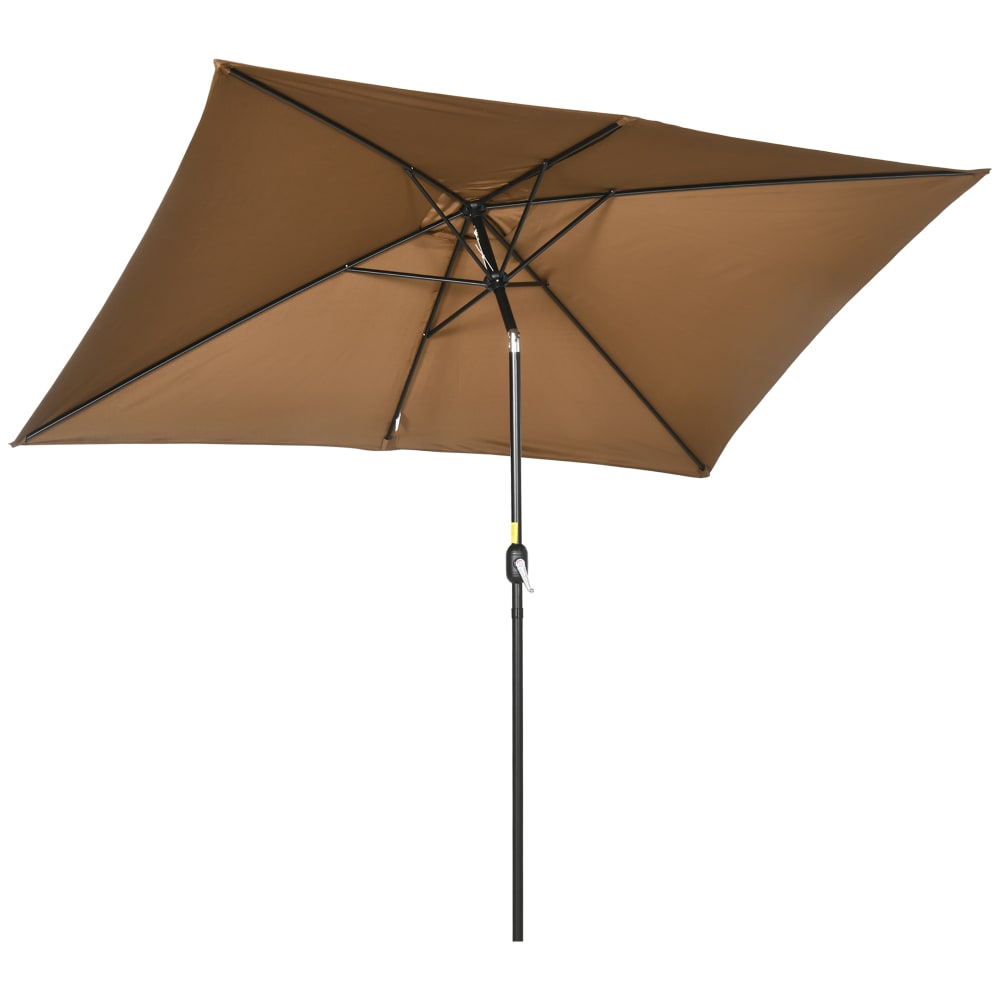 Parasol de jardin inclinable aluminium et polyester marron